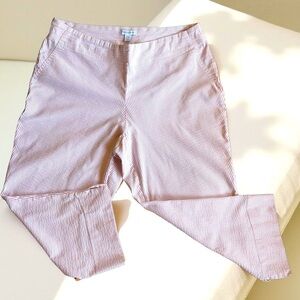 Carolina Belle Striped Capri Pants 16W Pink White Gingham
